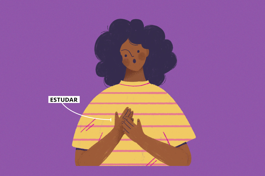 Ilustração de uma menina negra falando 