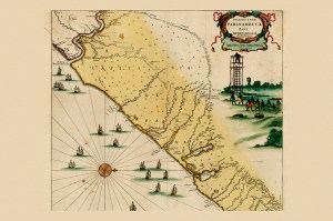 Mapa da Capitania de Pernambuco com representação do Quilombo dos Palmares, confeccionado pelo pintor e gravurista holandês Frans Post em 1647.
