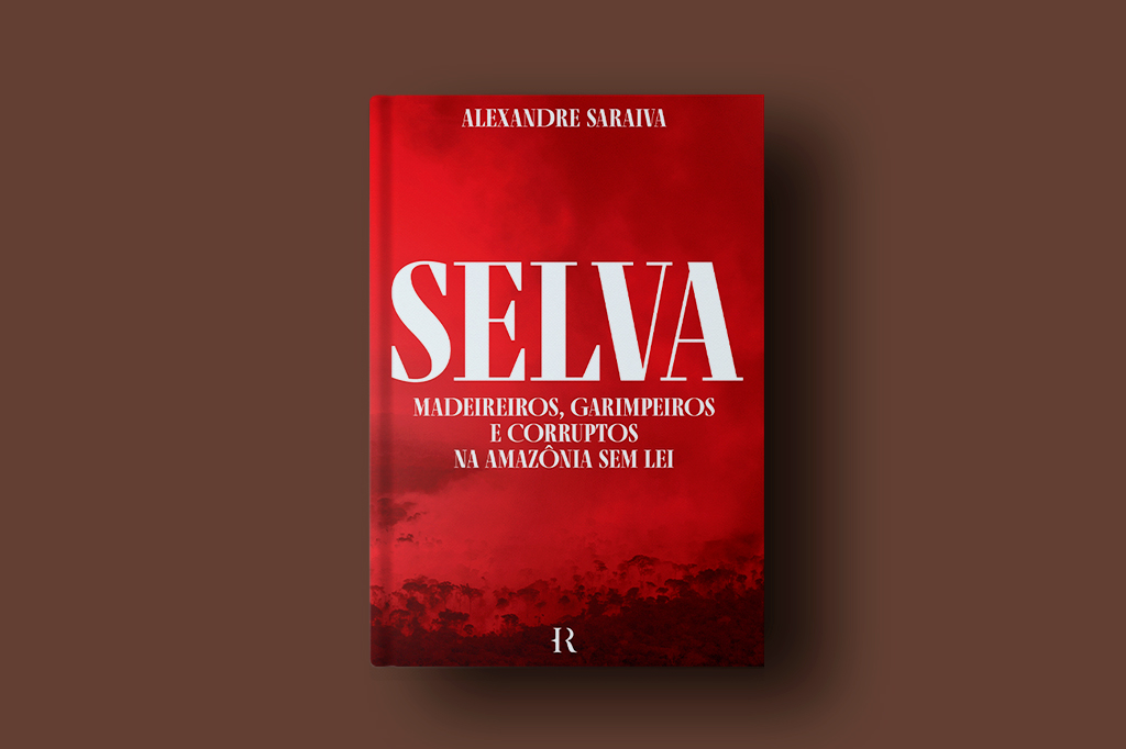 Capa do livro Selva, Madeireiros, Garimpeiros e Corruptos na Amazônia Sel Lei sobre fundo marrom.
