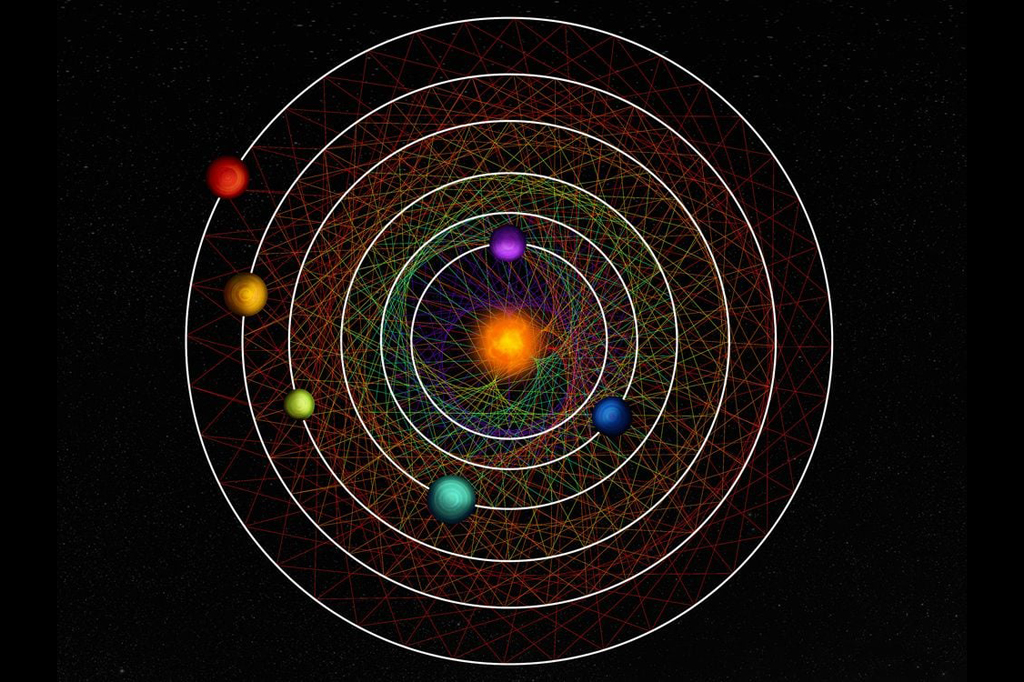 Sistema solar distante possui seis planetas que se movem em sincronia