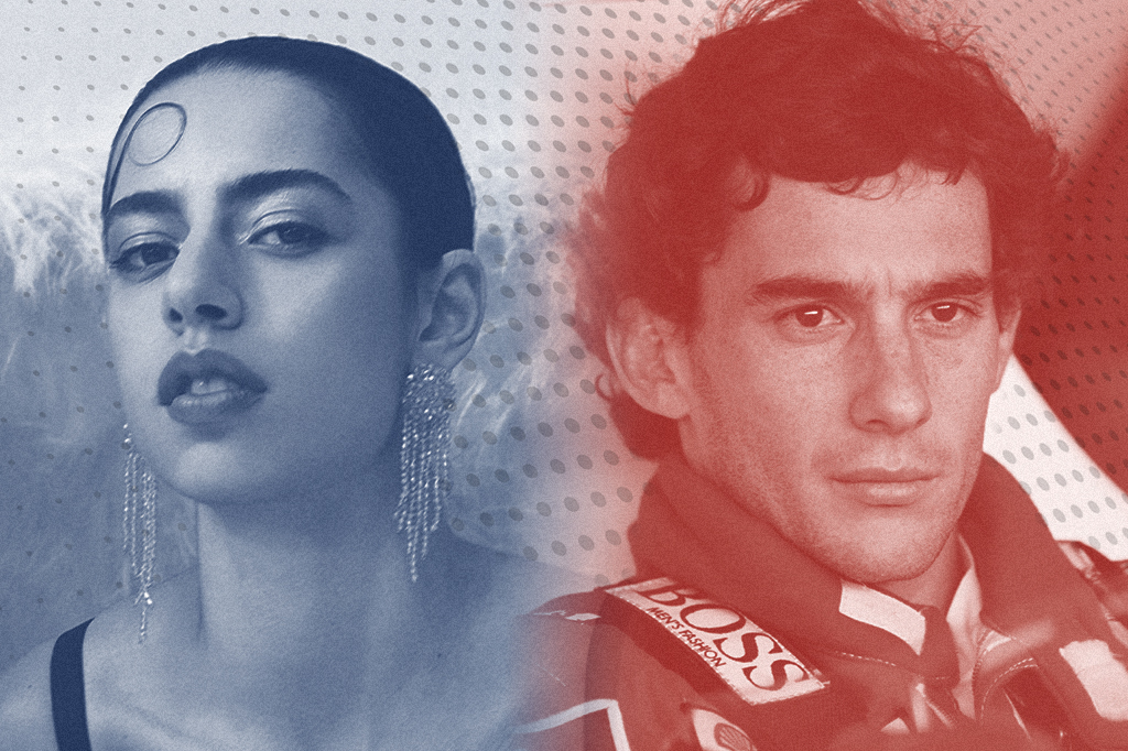Imagem com retratos de Marina Sena e Ayrton Senna.