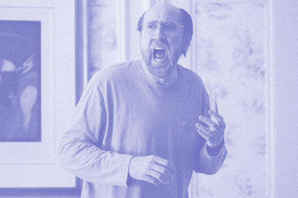 Nicolas Cage soltando um grito em cena de O Homem dos Sonhos