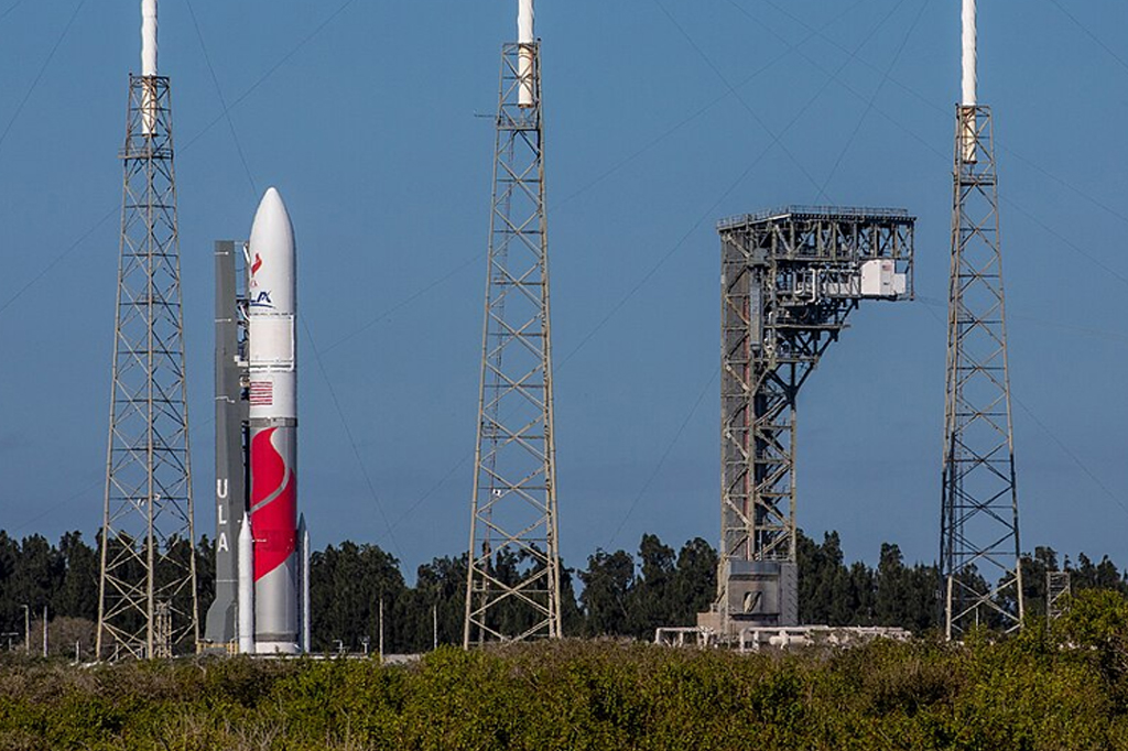 O Foguete Vulcan da United Launch Alliance transportando o módulo lunar Peregrine, da Astrobotic