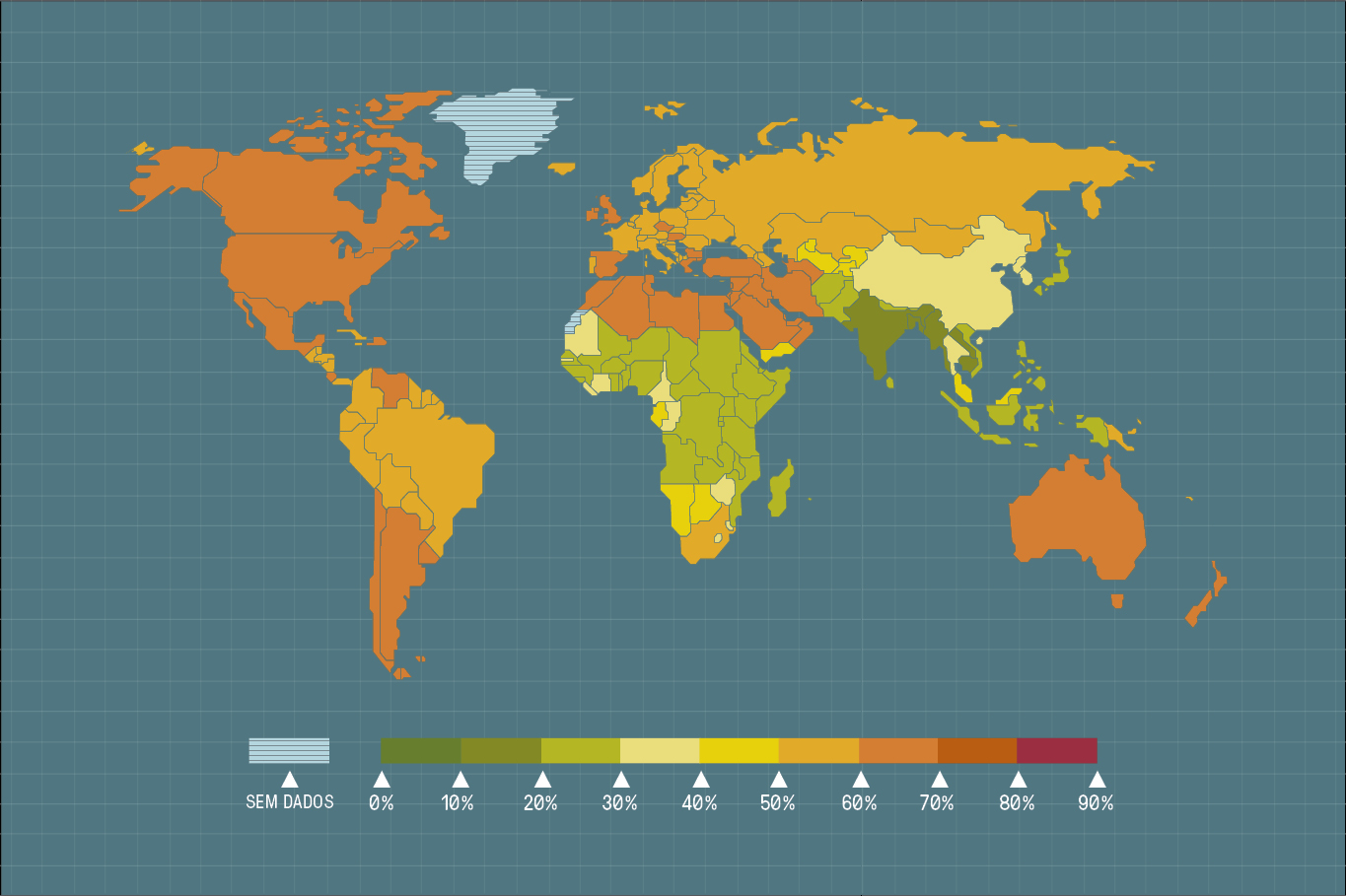 Infografico mostrando o nivel de obseidade em cada país.