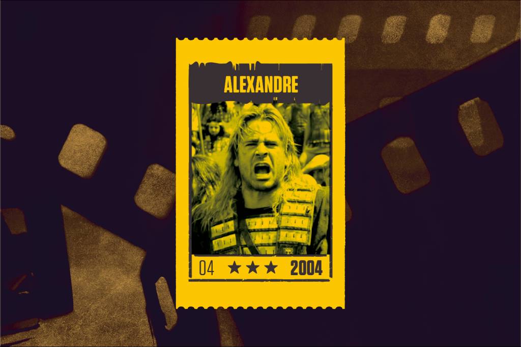 SI_459_playlist_abre__4_layout_site Montagem com cena do filme Alexandre (2004) em tons amarelo.