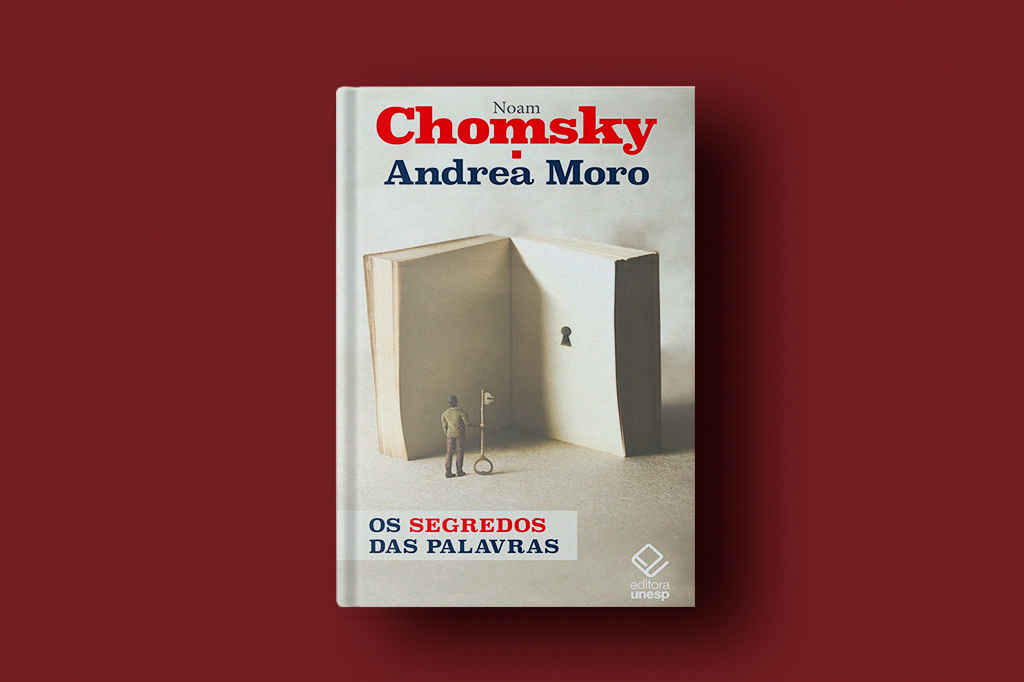 SI_460_Playlist_Noam_Chomsky_layout_site Imagem do livro Os Segredos das Palavras sob fundo marrom.