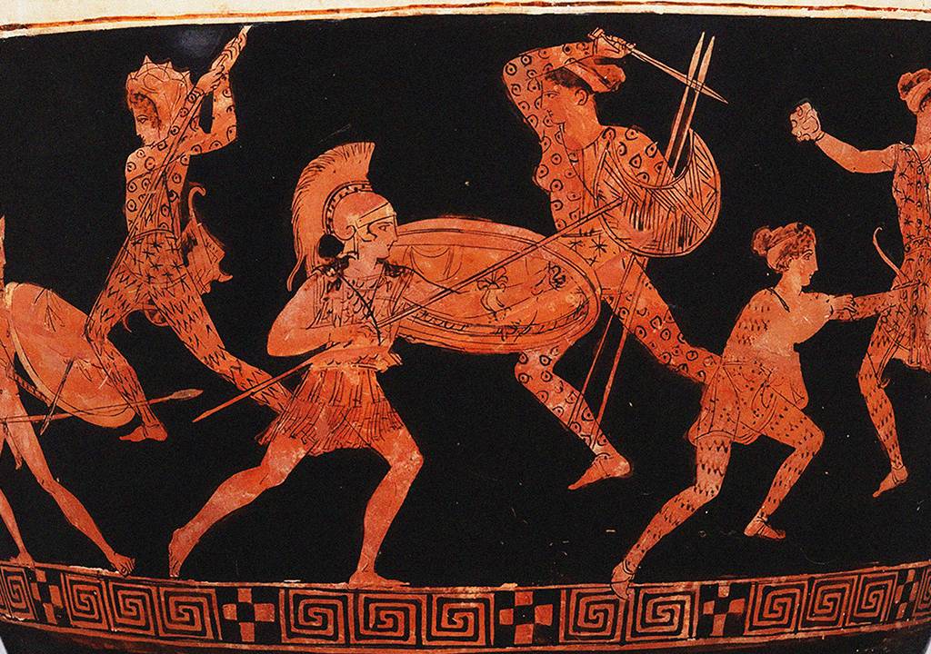 Amazonomaquia (Batalha dos Gregos contra as Amazonas). Cerca de 420-410 a.C.