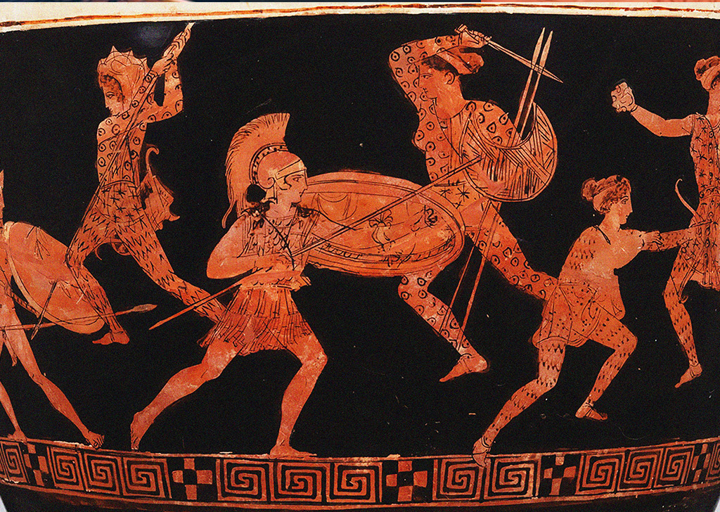Amazonomaquia (Batalha dos Gregos contra as Amazonas). Cerca de 420-410 a.C.