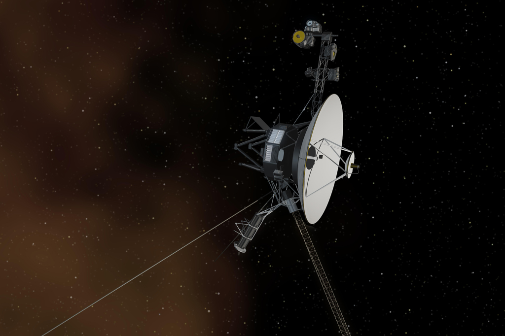 Representação artística da Voyager 1 entrando no espaço interestelar.