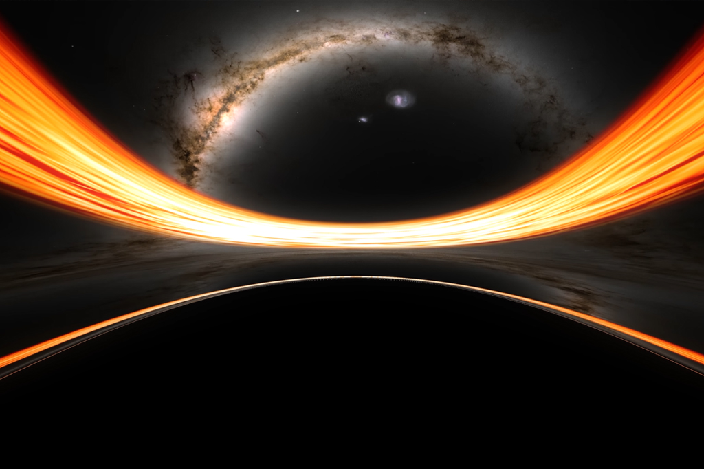Visualização imersiva de um buraco negro.