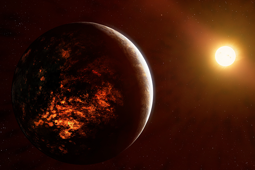 Representação artística do planeta 55 Cancri e.