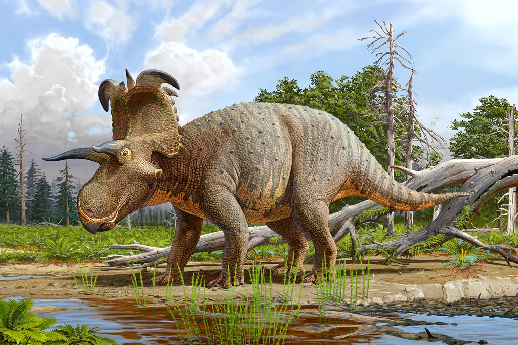 Reprodução ilustrativa de dinossauro.