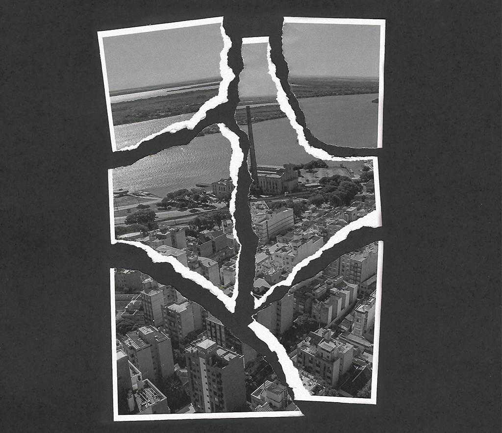 SI_464_RSReconstrucao_site-02 Imagem de pedaços de uma mesma foto colocados em ordem tentando formar a foto original de Porto Alegre.