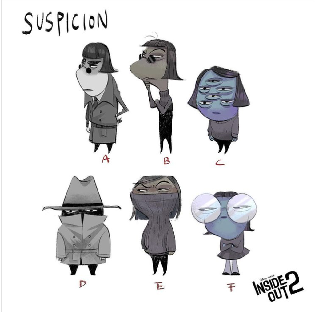Ilustrações de seis personagens diferentes.