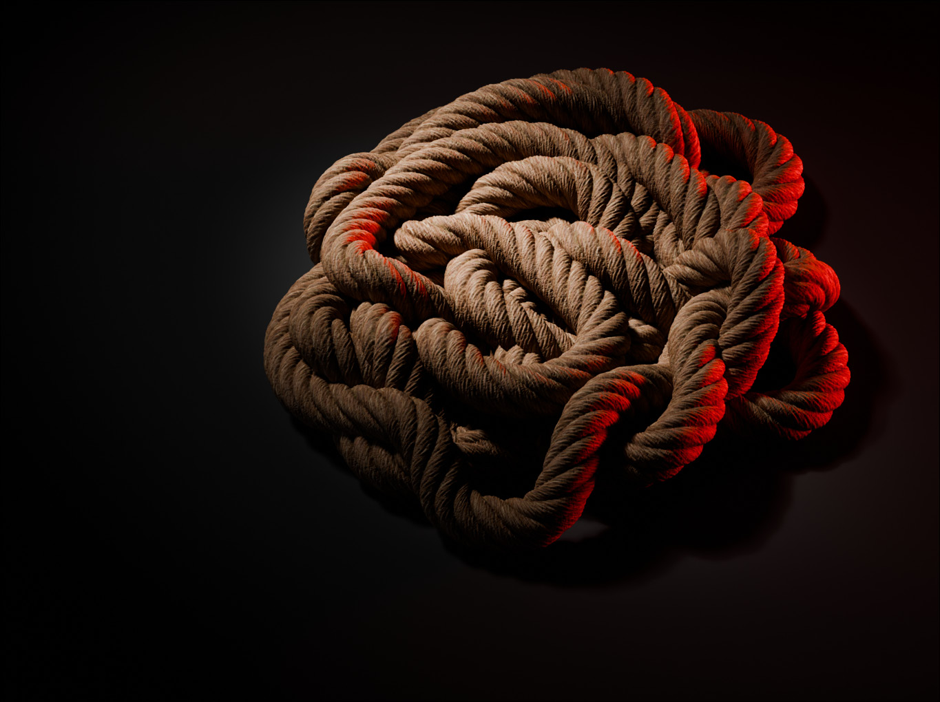 Ilustração 3D de uma corda.