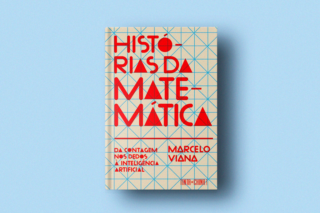 Livro Histórias da Matemática em fundo azul.