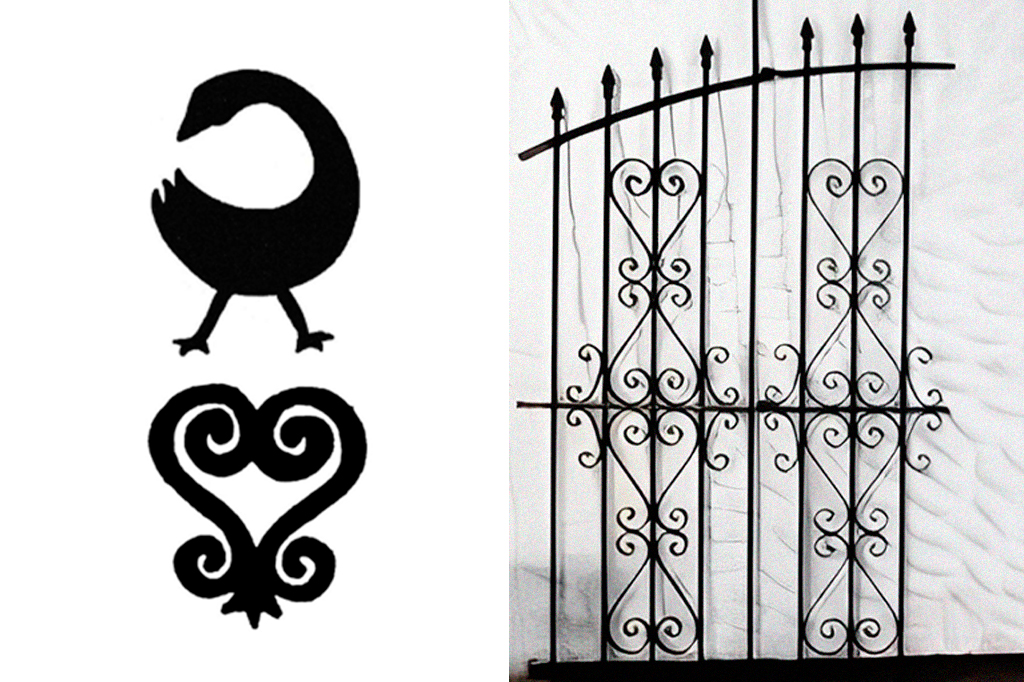2011-Dia-da-consciência-negra-layout_site7 Imagem das representações e o portão: Figura (A) Adinkra Sankofa como pássaro e (B) Adinkra Sankofa como coração