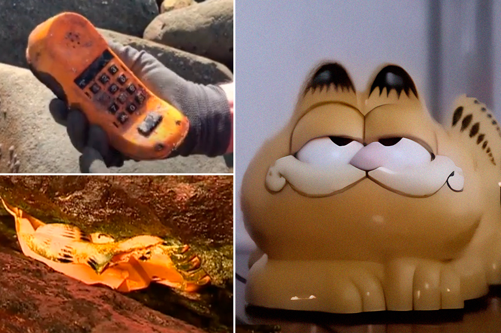 Montagem das peças encontradas do telefone do Garfield.