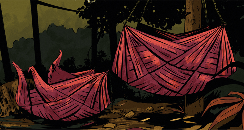 Ilustração de cestos de palha feito por povos isolados no interior da floresta amazônica.