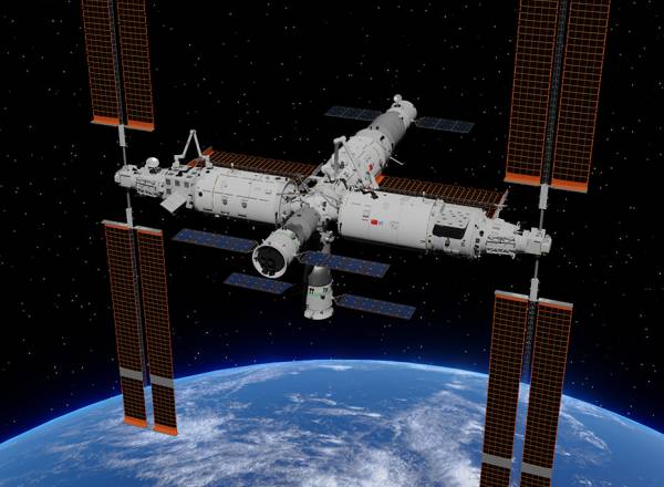 Fotografia da Estação Espacial Chinesa Tiangong.