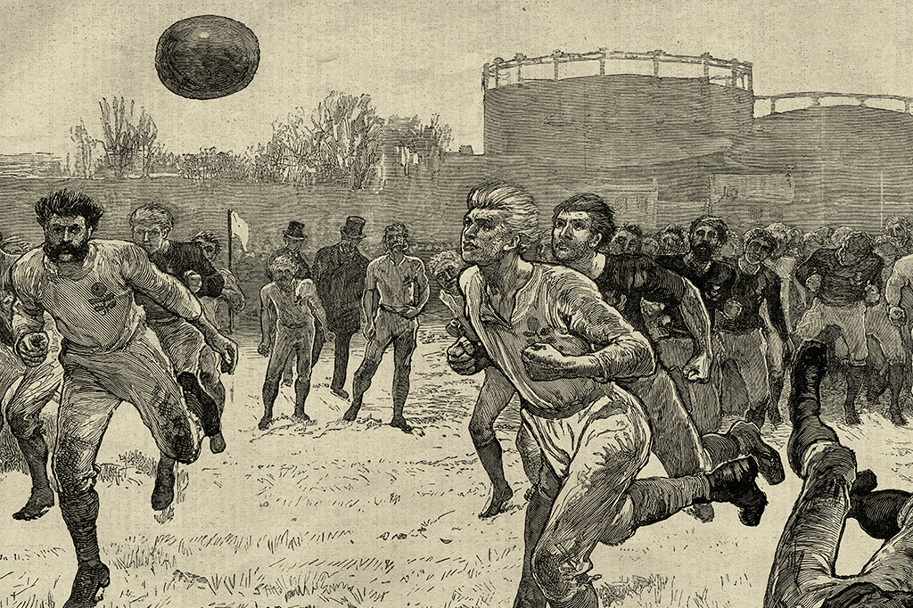 Ilustração de Inglaterra vs Escócia jogo de futebol, 24 de fevereiro de 1872 Londres.
