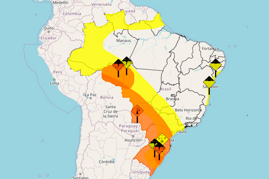 2805-neve-layout_site1 Imagem de um mapa onde mostra as regiões onde esta o alerta.