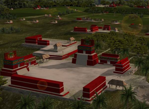 Reconstrução em 3D de uma cidade maia.