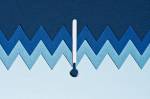 Ilustração de recortes de papel de um termômetro azul mostra temperatura extremamente baixa.