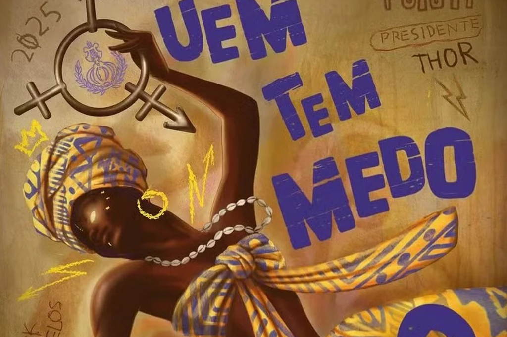 Ilustração "Quem tem medo de Xica Manicongo?", sobre a primeira travesti do Brasil, é enredo da Paraíso do Tuiuti para 2025.