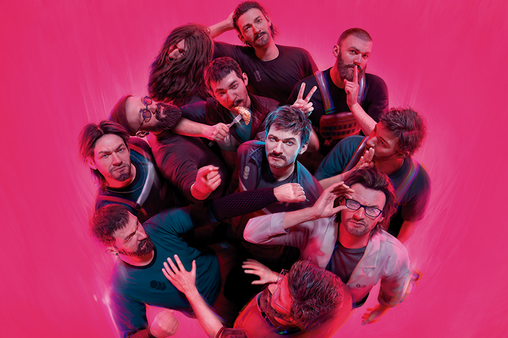 SI_476_Playlist_The_Alters Imagem, em fundo pink, de um personagem de game em dez caracterizações e poses diferentes.