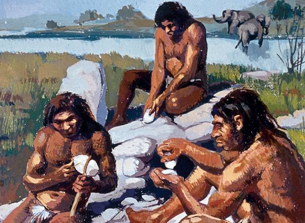 Ilustração dos Neandertais.