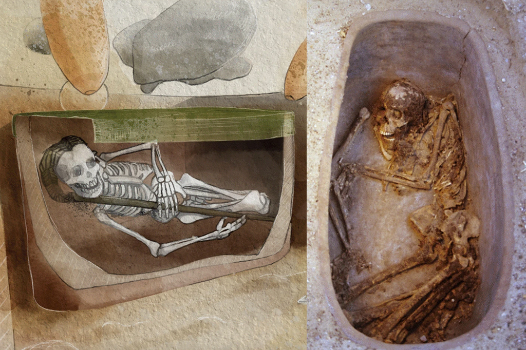 Ilustração e fotografia da sepultamento S874.