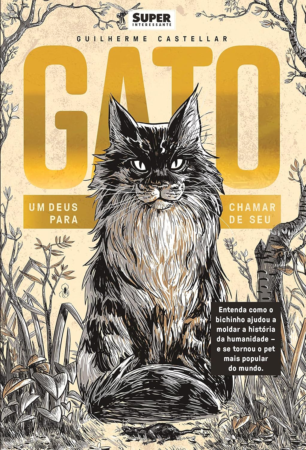capa do livro com um gato em destaque em meio e uma vegetação alta.