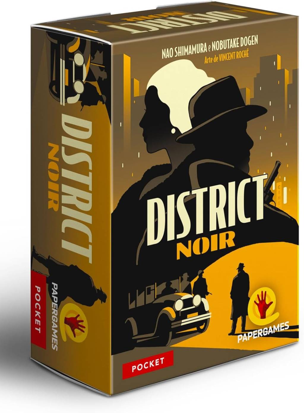 capa do jogo, em estilo noir, com muitas sombras. vê-se a silhueta de um detetive e de uma mulher loira
