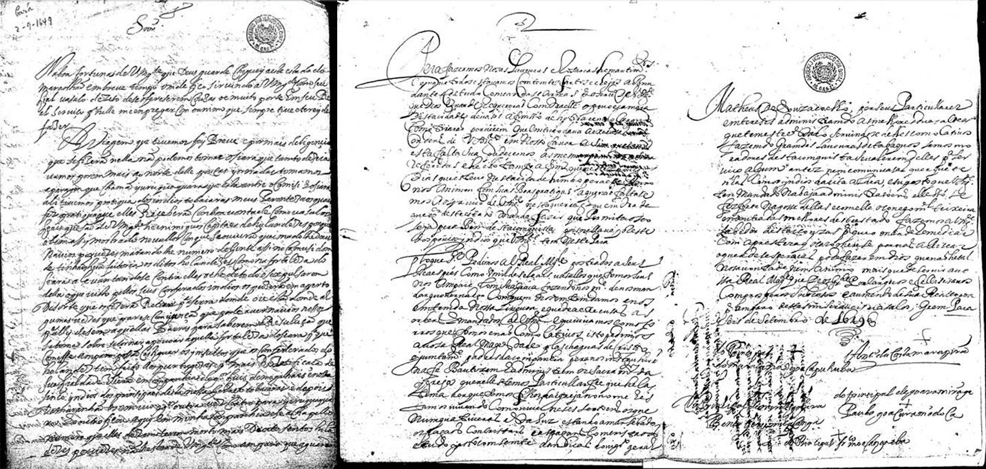 Fotografia da Carta de Ant&ocirc;nio da Costa Marpi&atilde;o e outros chefes ind&iacute;genas para o rei D. Jo&atilde;o IV.