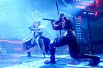 Captura de tela do jogo Ninja Gaiden, imagem com dois personagens vestido de ninja se preparando para lutar.
