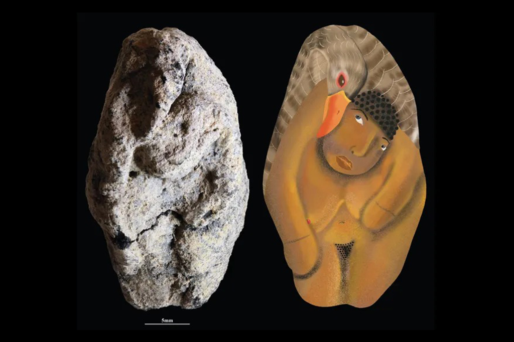 Arqueólogos identificam estatueta rara que retrata mulher e ganso há 12 mil anos