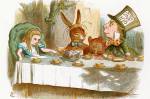 Ilustração da Festa do Chá do Chapeleiro Maluco, da história Alice no País das Maravilhas de Lewis Carroll, Ilustração de Sir John Tenniel, 1871.