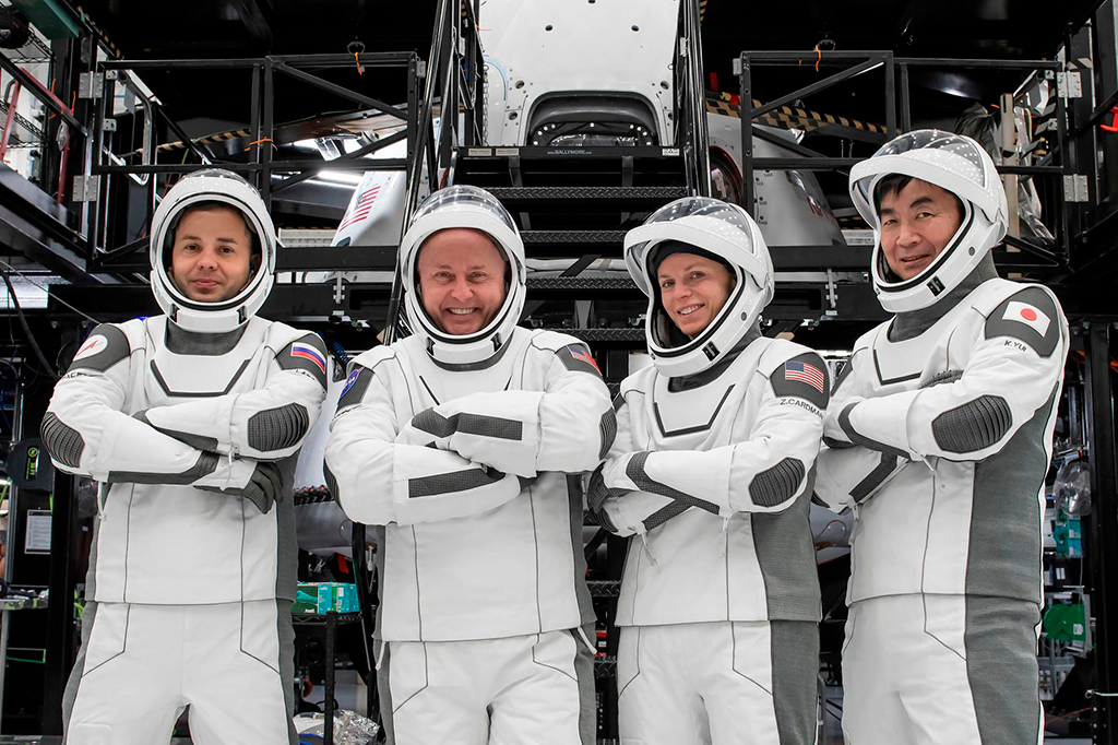 Fotografia da tripulação da missão Crew-11 da SpaceX, da NASA.