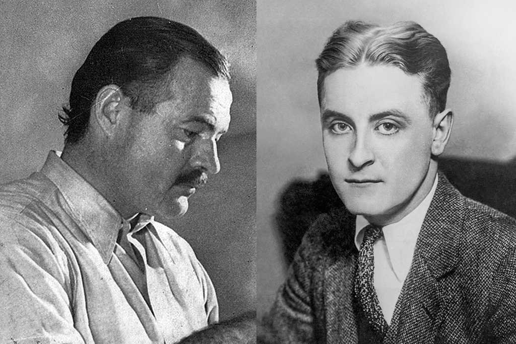 Fotografias de Ernest Hemingway e F. Scott Fitzgerald.