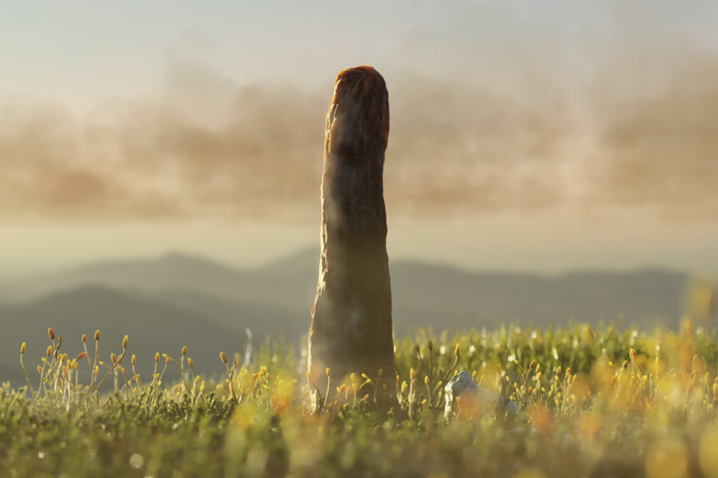 Ilustração artística de como os prototaxites seriam na vida real.