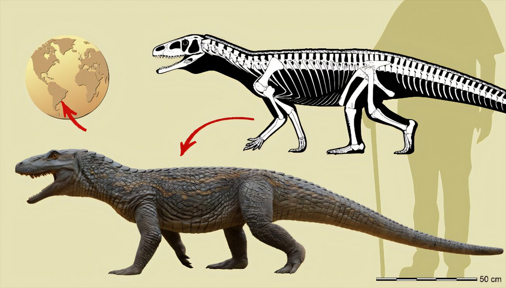 Infogr&aacute;fico de Tainrakuasuchus bellator.