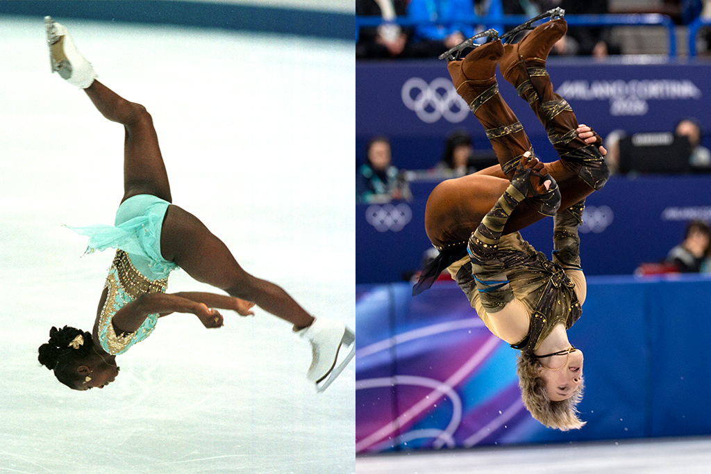 Fotografia da Surya Bonalay ao lado uma foto do Ilia Malinin.