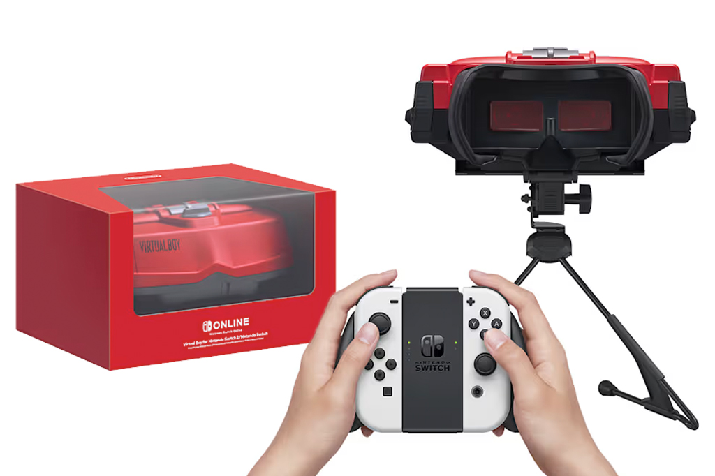 Imagem, em fundo branco, de um kit de video game Nintendo.