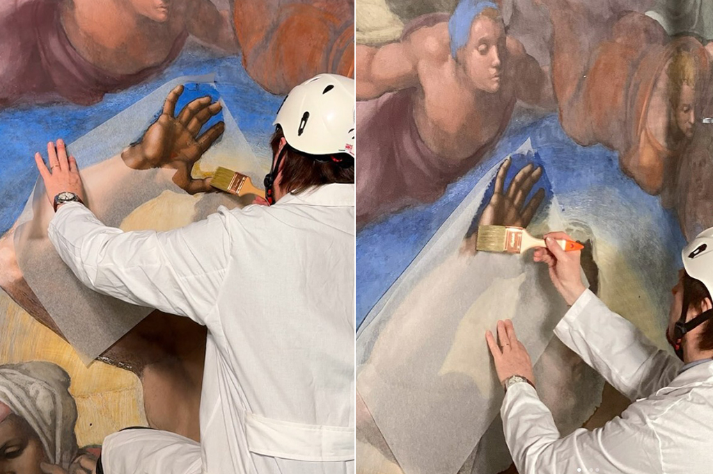 Fotografia do Paolo Violini, restaurador-chefe do Laboratório de Restauração de Pinturas e Materiais de Madeira dos Museus Vaticanos.