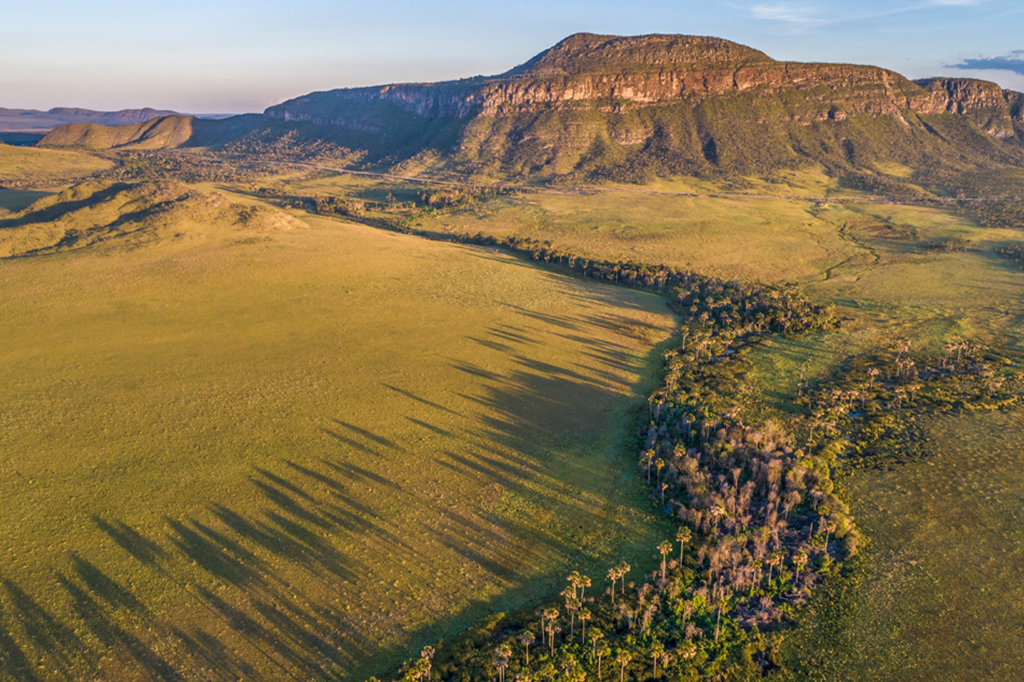 Fotografia da paisagem sazonalmente seca em um cofre climático gigantesco.