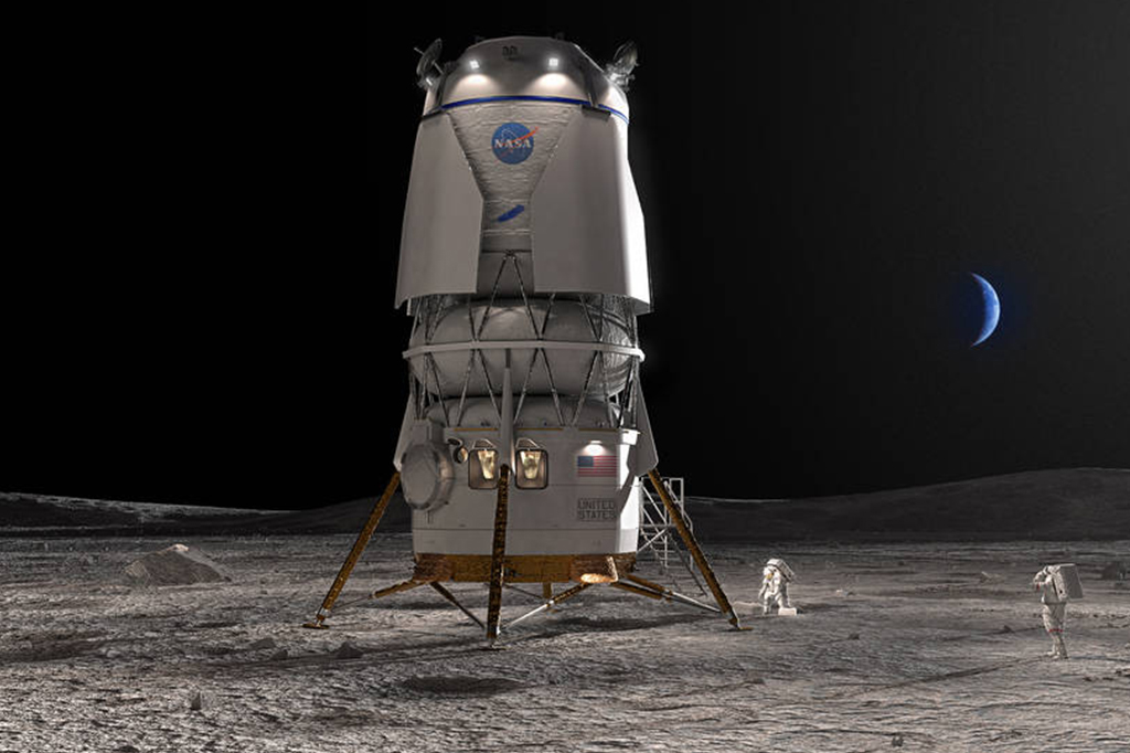 Ilustra&ccedil;&atilde;o do Sistema de Pouso que ser&aacute; desenvolvido pela Nasa em parceria com a Blue Origin