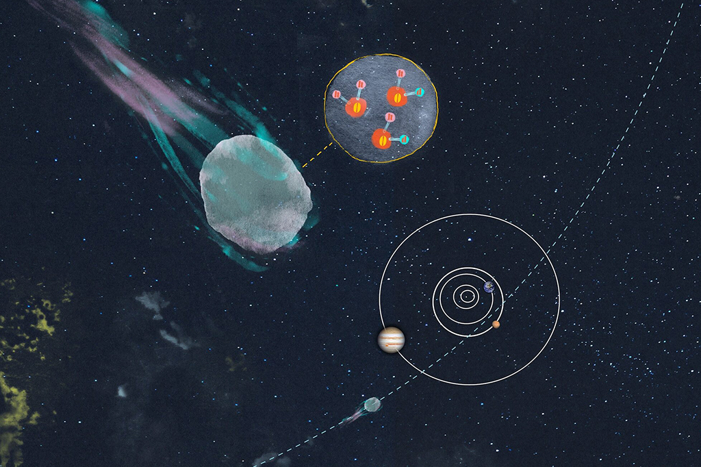 Ilustração do estudo do cometa interestelar 3I/ATLAS
