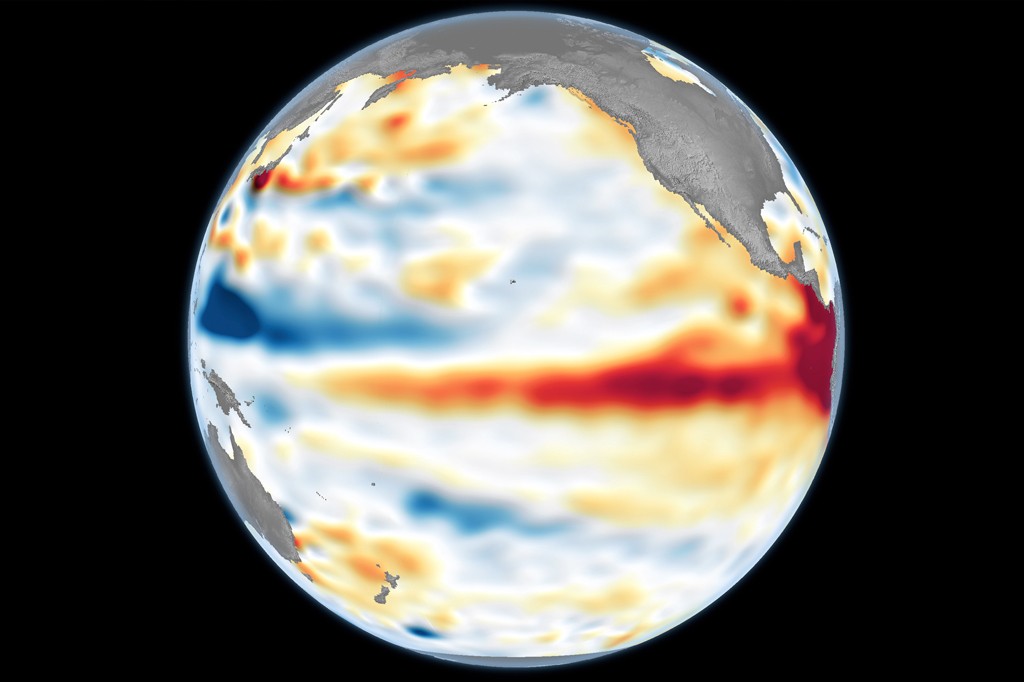 Imagens de satélite revelam El Niño ganhando força no Pacífico